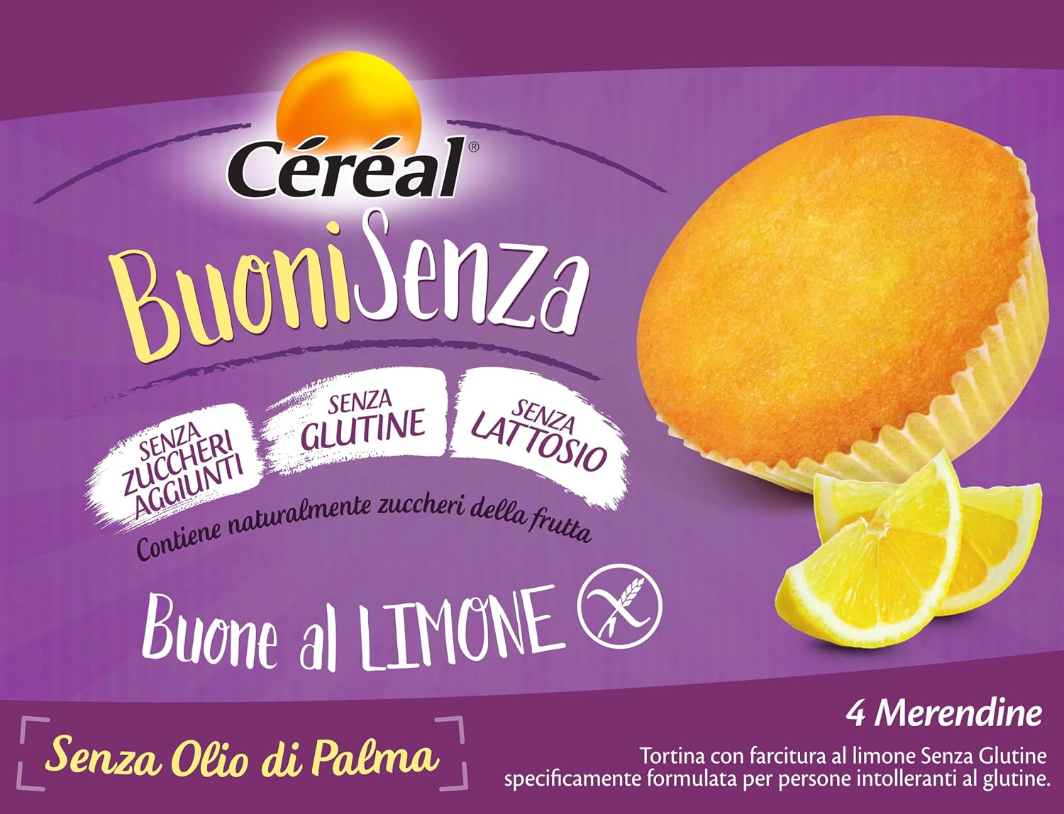 Detalle de Céréal BuoniSenza Tortine al Limone 160 g – Merenda pronta senza glutine e lattosio