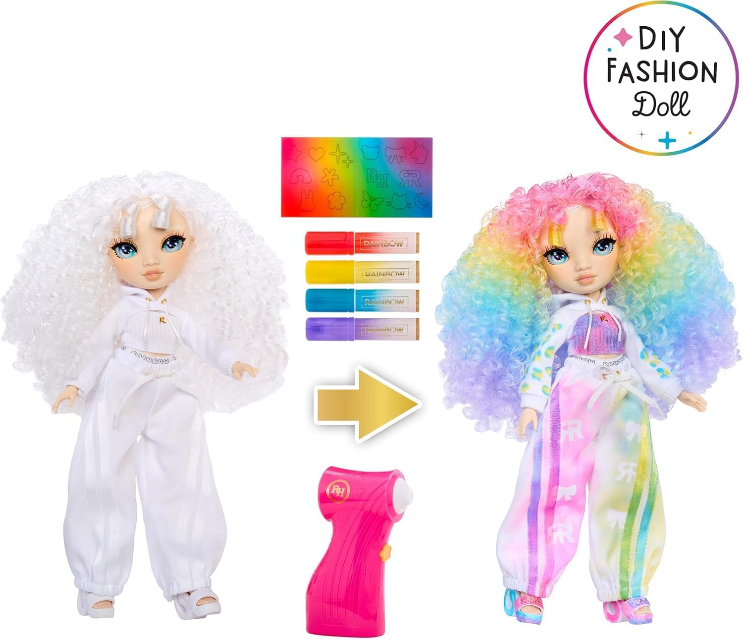 Detalle 2 de RAINBOW HIGH Air Brush & Create - Poupée Mannequin DIY avec kit Airbrush et marqueurs arc-en-ciel lavables