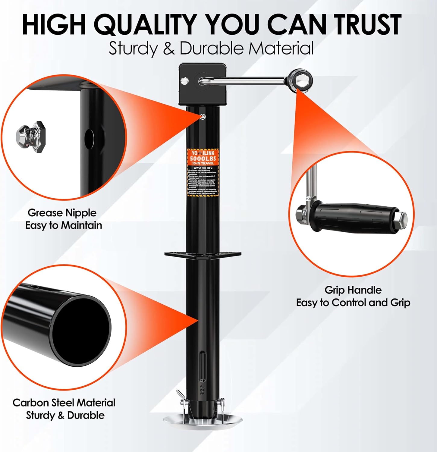 Detalle 2 de YOMILINK 5000 lbs A-Frame Trailer Jack 15" Lift