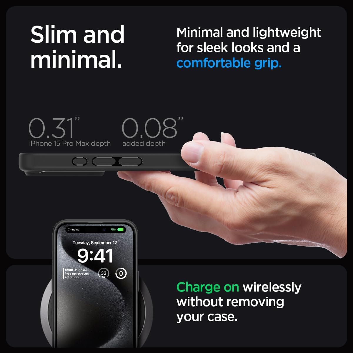 Detalle de Spigen Coque iPhone 15 Pro Max Ultra Hybrid Frost noire translucide anti-empreintes