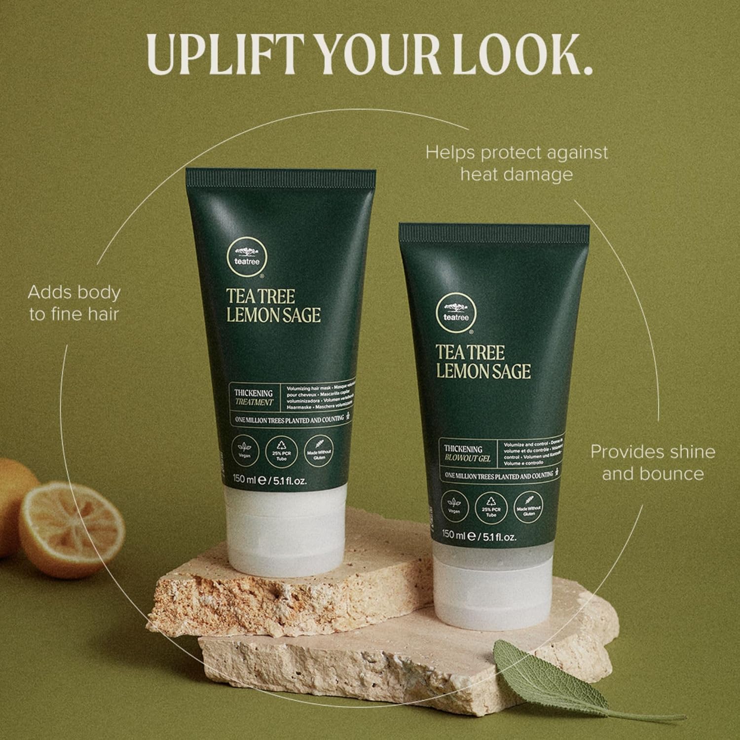 Detalle de Tea Tree Lemon Sage Thickening Blowout Gel – Volumising Hair Gel for Fine Hair (5.1 oz)