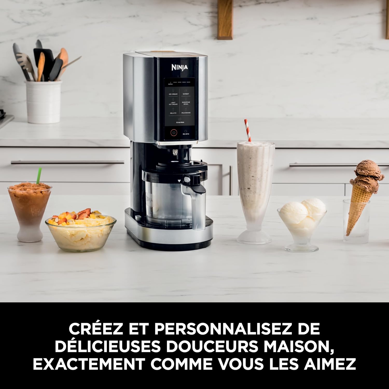 Thumbnail 6 de Ninja CREAMi NC302EU, machine à crème glacée et desserts glacés noire/argent – 7 programmes, 1,4 L
