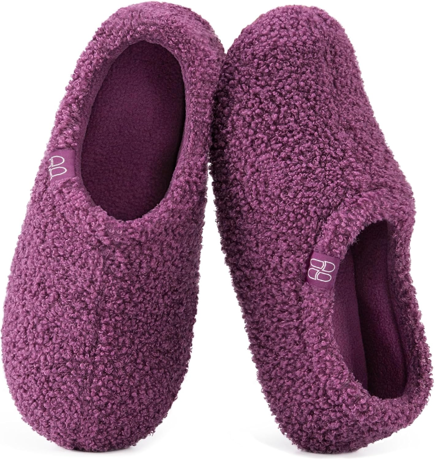 Detalle de HomeTop Fuzzy Curly Fur Memory Foam Loafer Slippers