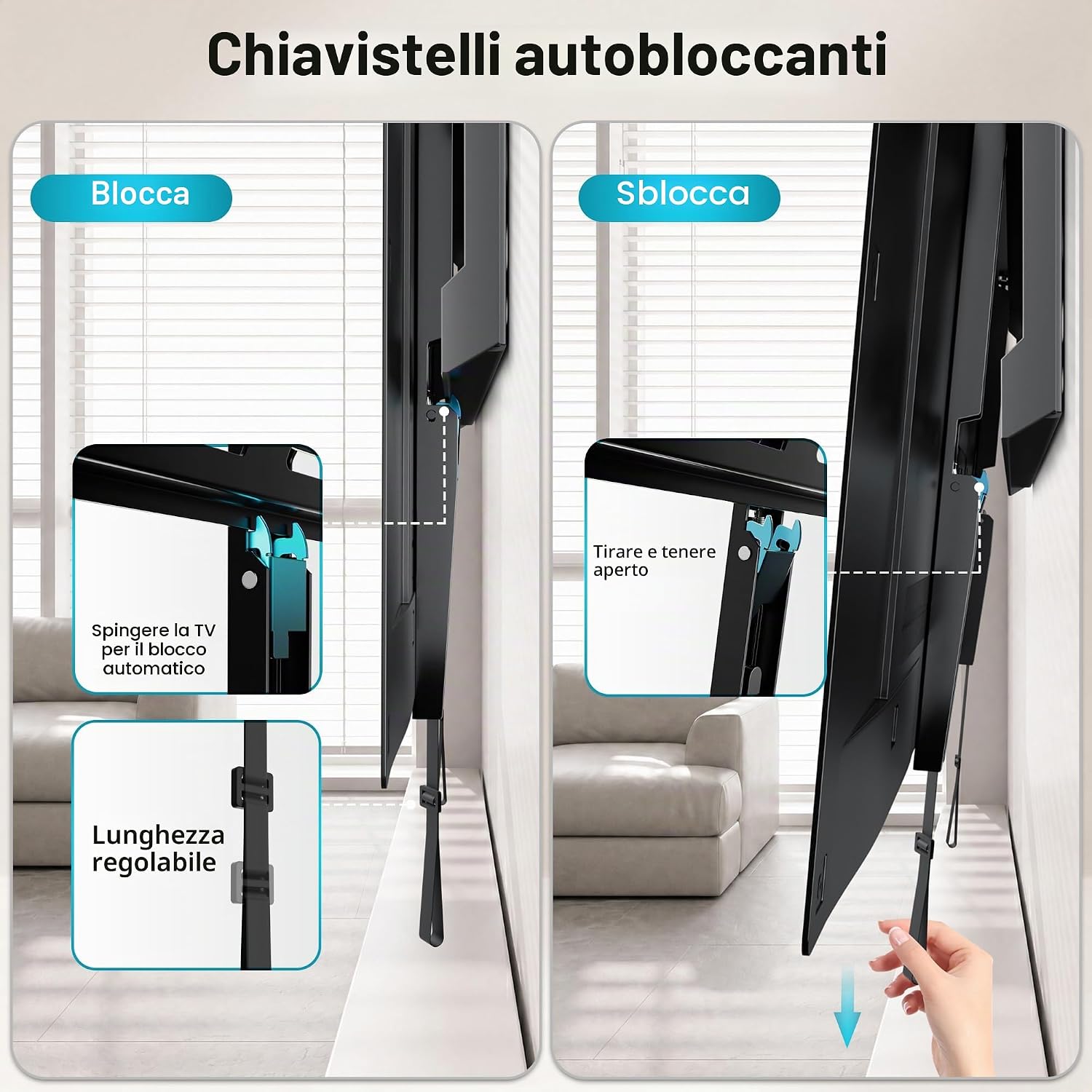 Detalle de BONTEC Supporto TV da Parete per TV 43-100" — VESA 800x600, profilo ultra-sottile e portata fino a 100 kg