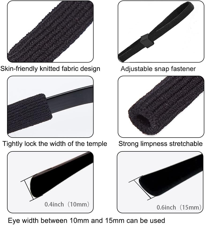 Detalle de SHINKODA 6-Pack Eyeglass Retainer Straps, Adjustable Nylon-Spandex, 11.8-Inch