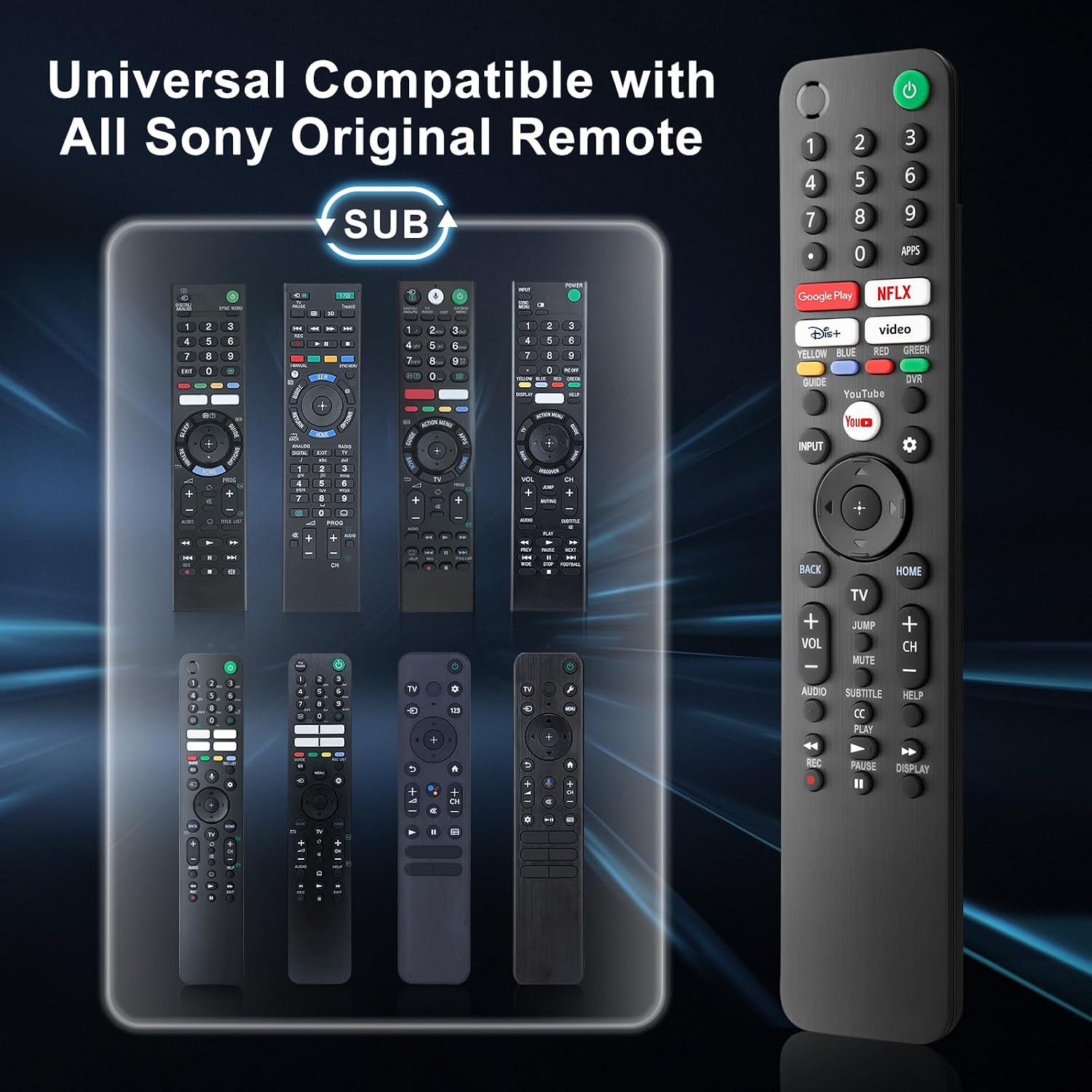 Detalle de Universal Remote Control for Sony Bravia XR Full Array TV – 5 Shortcut Buttons, No Setup Required