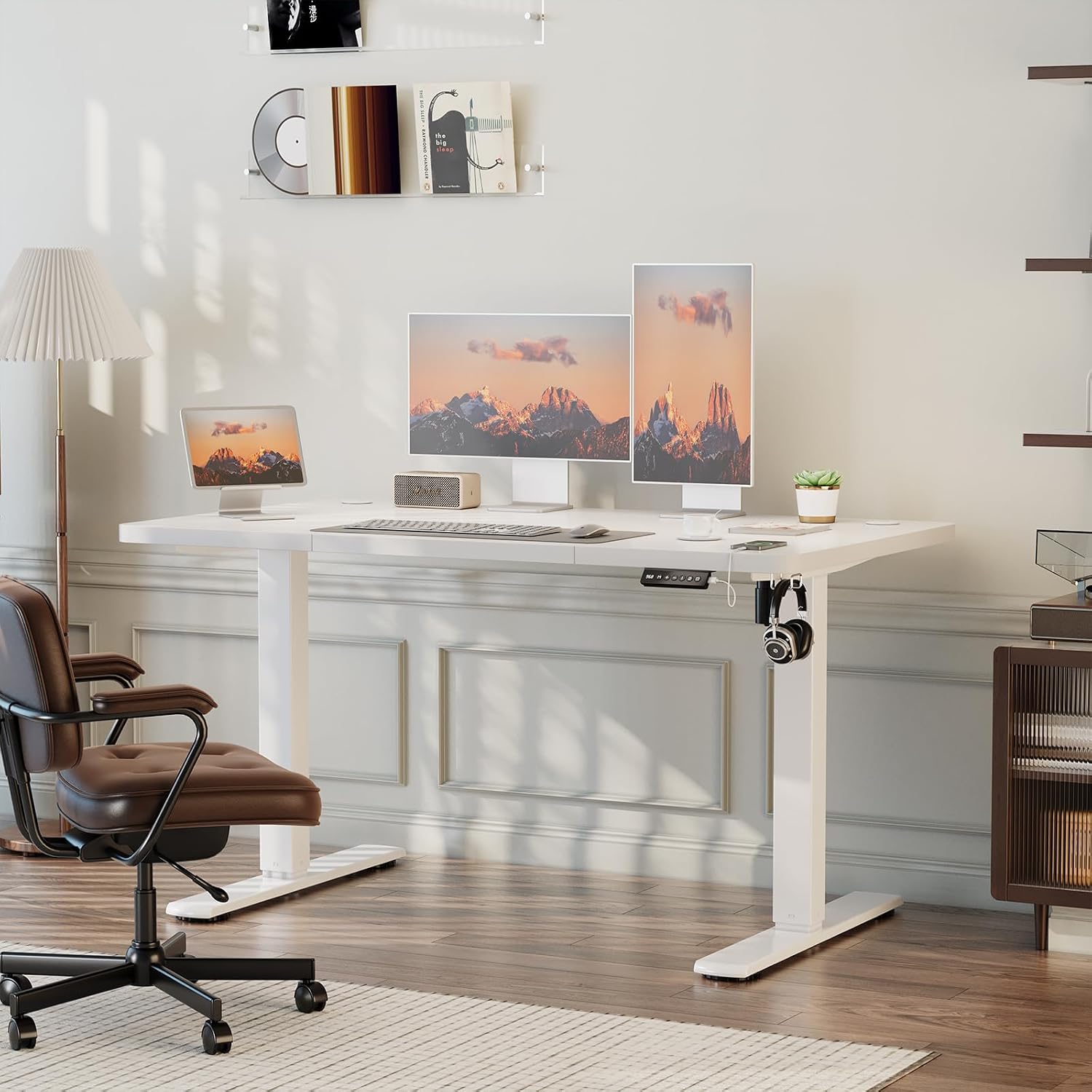 Detalle de JUMMICO Scrivania Regolabile in Altezza con Caricatore USB – 140 x 60 cm, standing desk