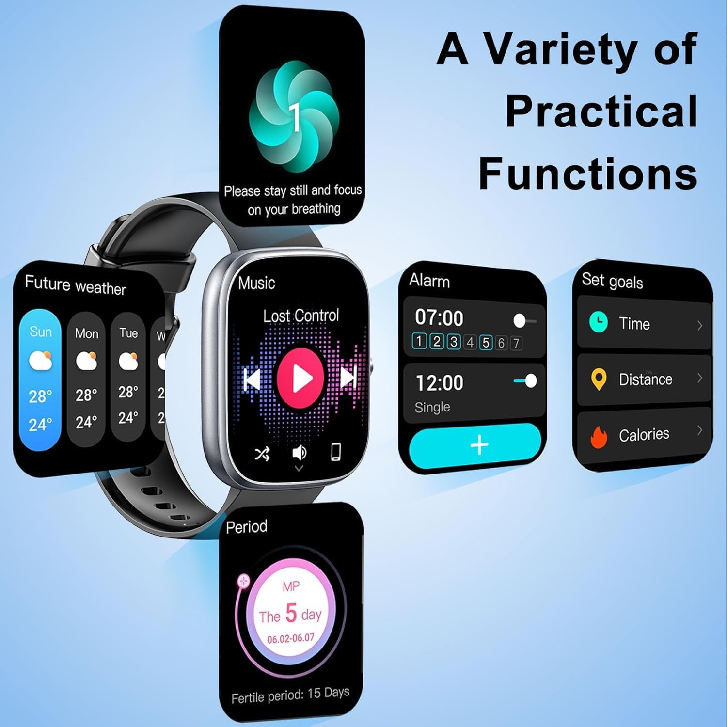 Thumbnail 6 de 2026 Smart Watch – 1.91" Touchscreen Fitness Watch with Bluetooth Calls, 100+ Sports, IP68 Waterproof