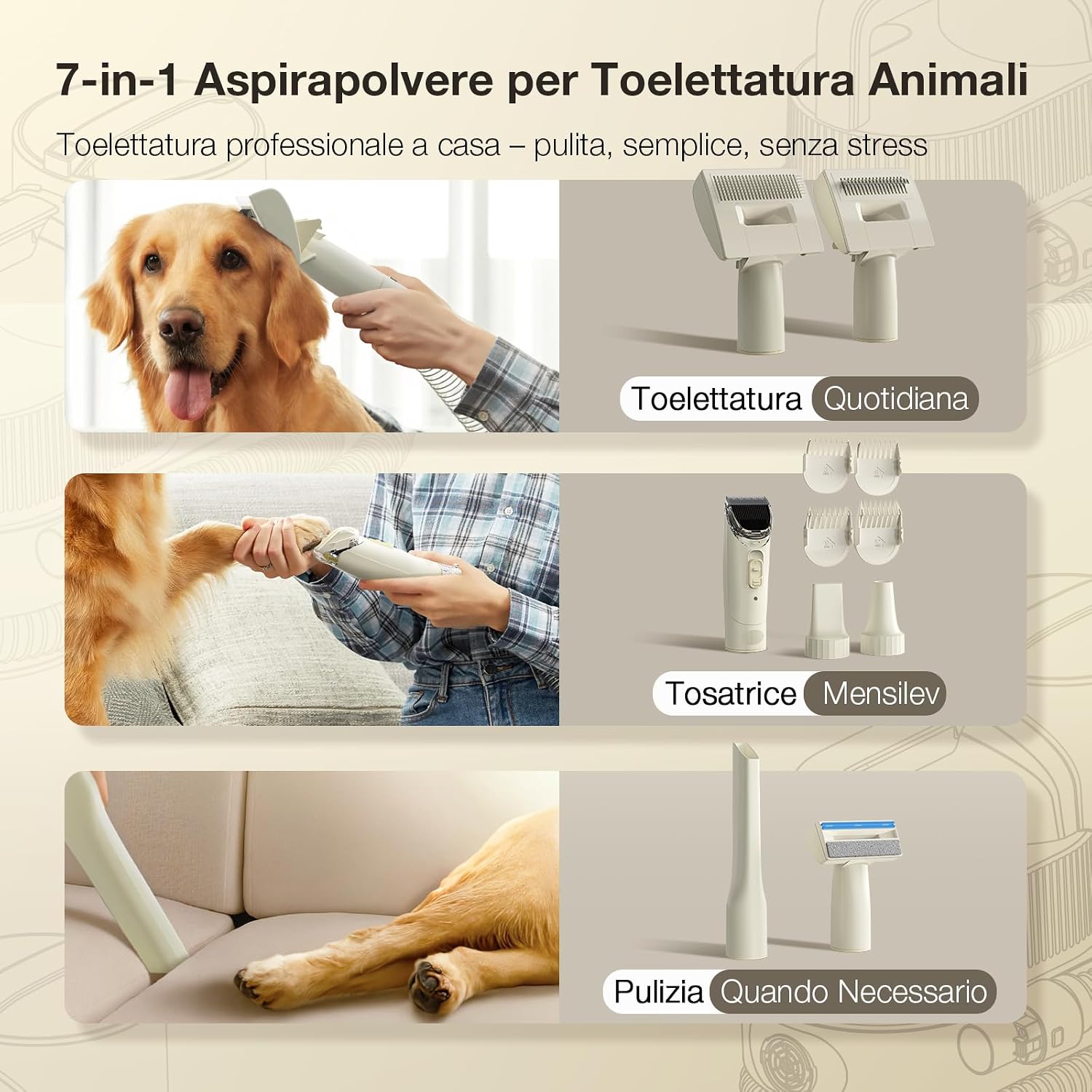 Detalle 2 de PETGUGU M1 Pro Tosatrice con Aspirazione 11000Pa