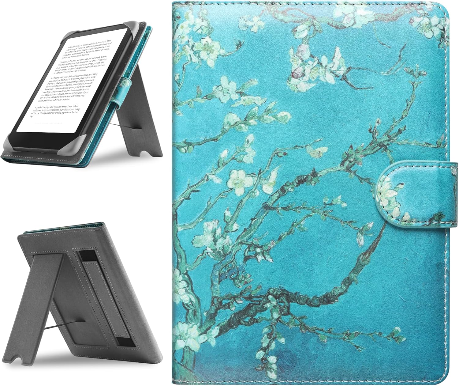 Thumbnail 6 de HoYiXi Universalhülle für 6.8–7'' eReader – PU-Leder Schutzhülle mit Standfunktion, Silikon-Clips und Magnetverschluss (Lila)