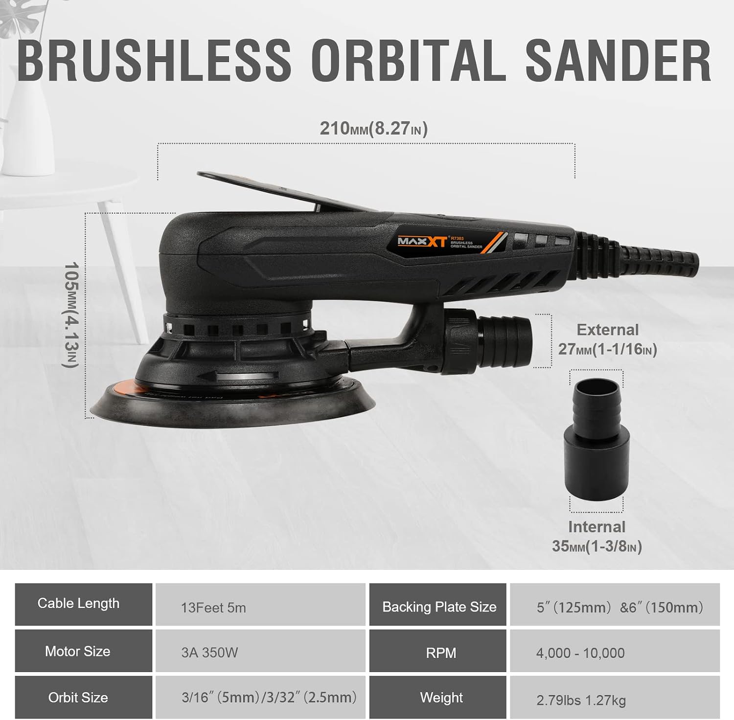 Thumbnail 5 de MAXXT Brushless 5.0mm Random Orbital Sander | 230V Multi-Function with 10 Discs