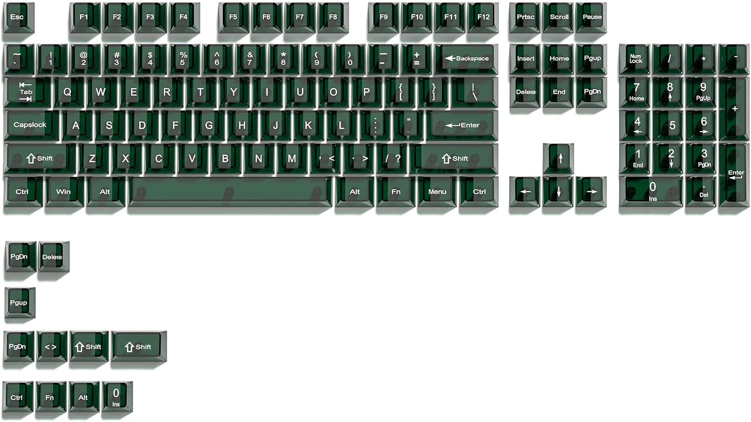 Detalle de dagaladoo 115-Key Transparent Green Keycaps, Cherry Profile for MX Switches