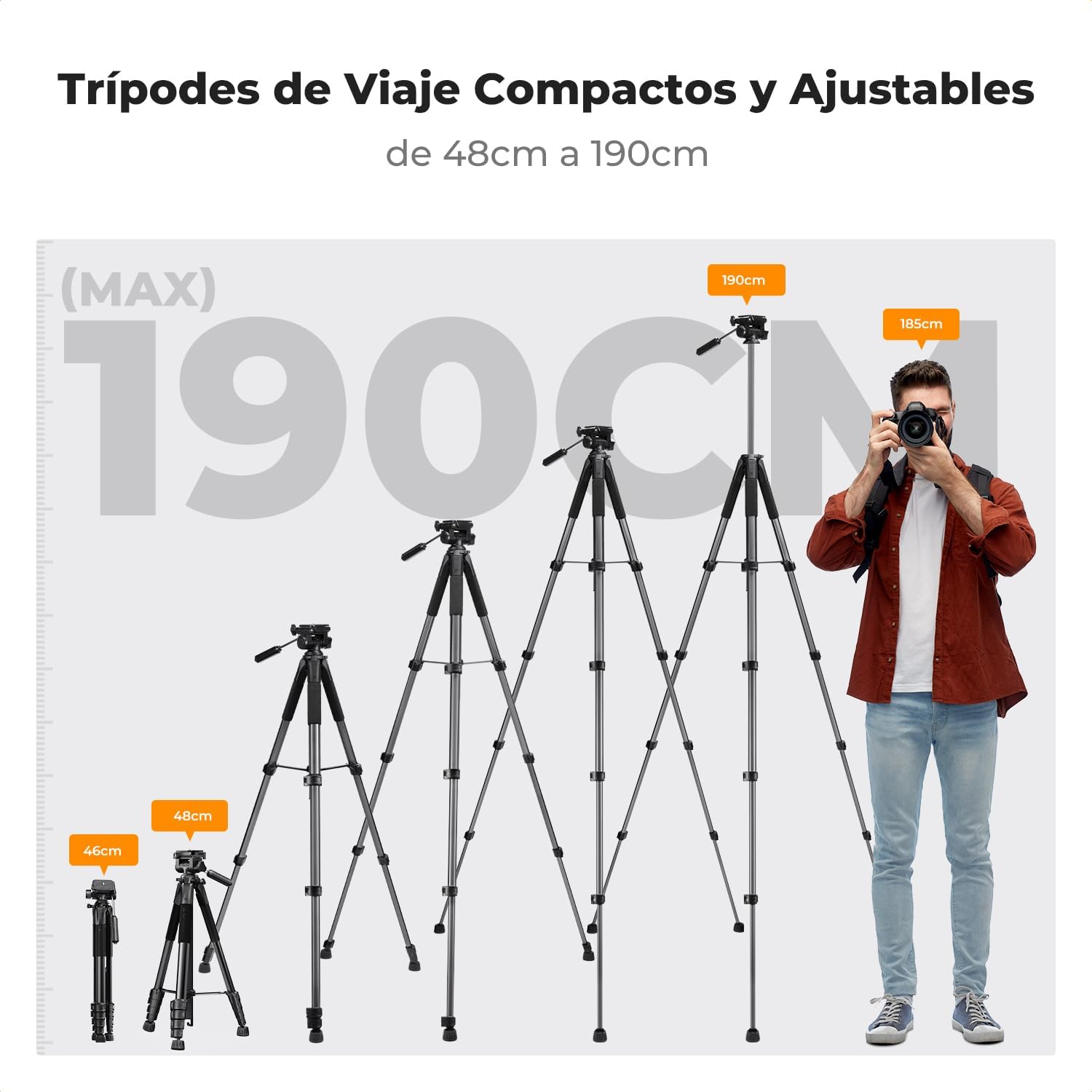 Thumbnail 3 de K&F CONCEPT S255A3 Trípode portátil 190 cm
