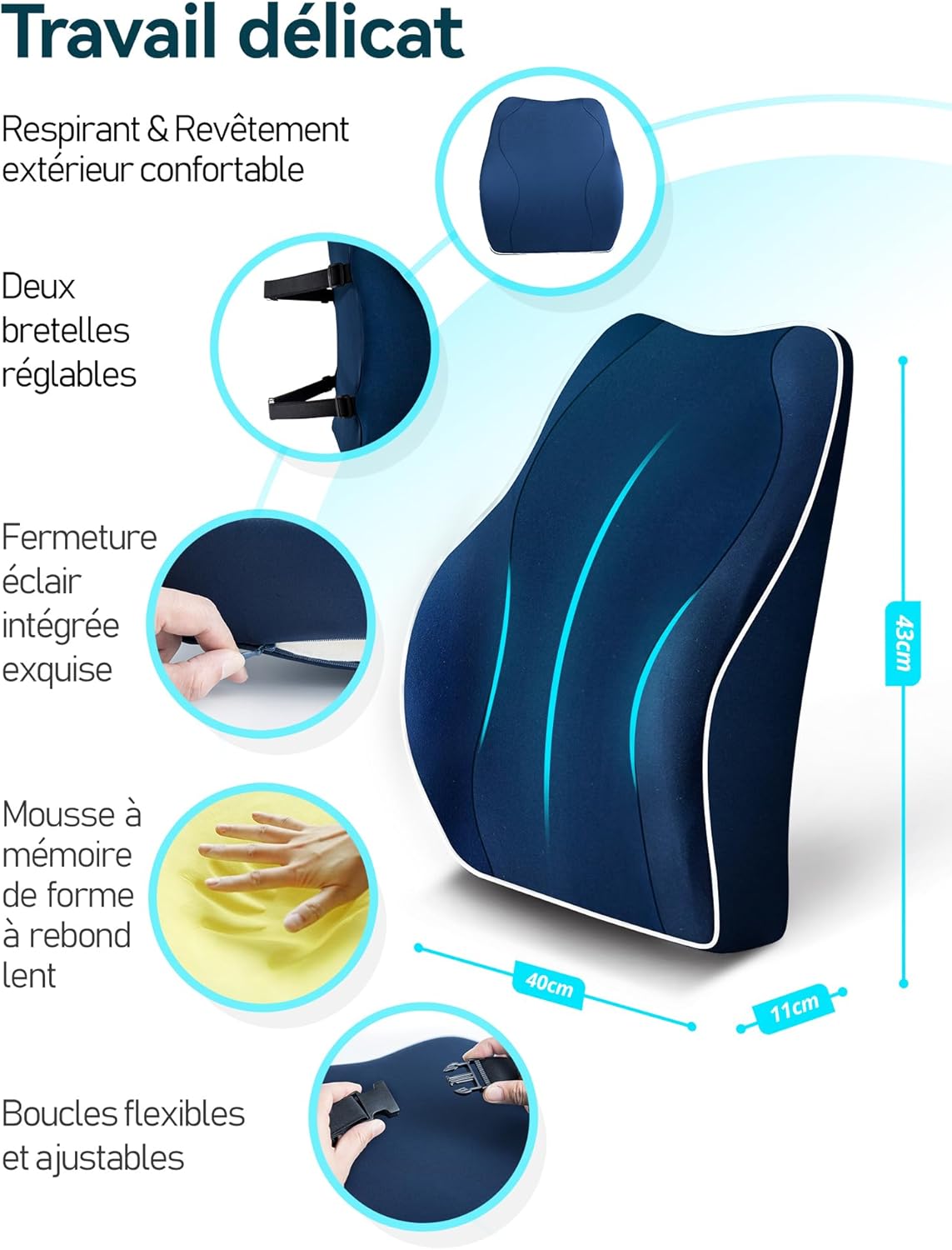 Thumbnail 2 de Travel Ease Coussin lombaire 43x40x11 cm 💺