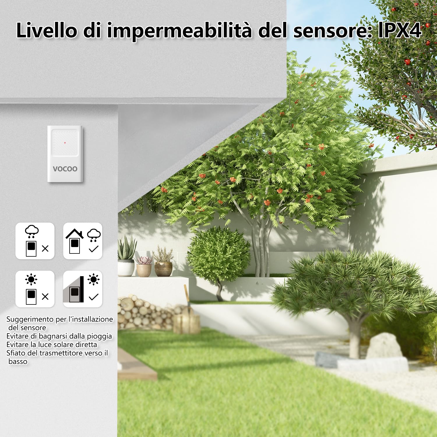 Thumbnail 5 de VOCOO Termometro da interno ed esterno con igrometro e stazione meteo digitale, display LCD retroilluminato