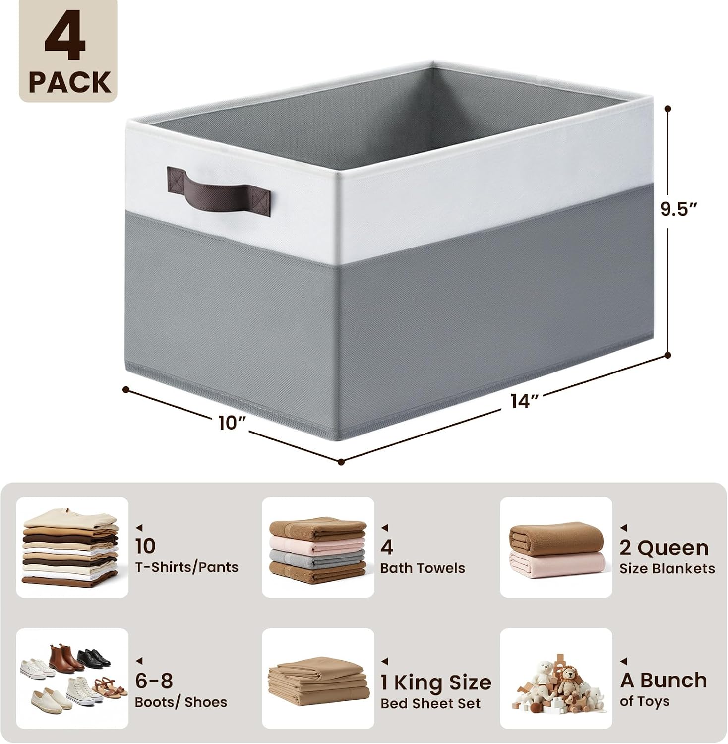 Detalle 2 de Fabric Closet Storage Baskets, 14 x 10 in.