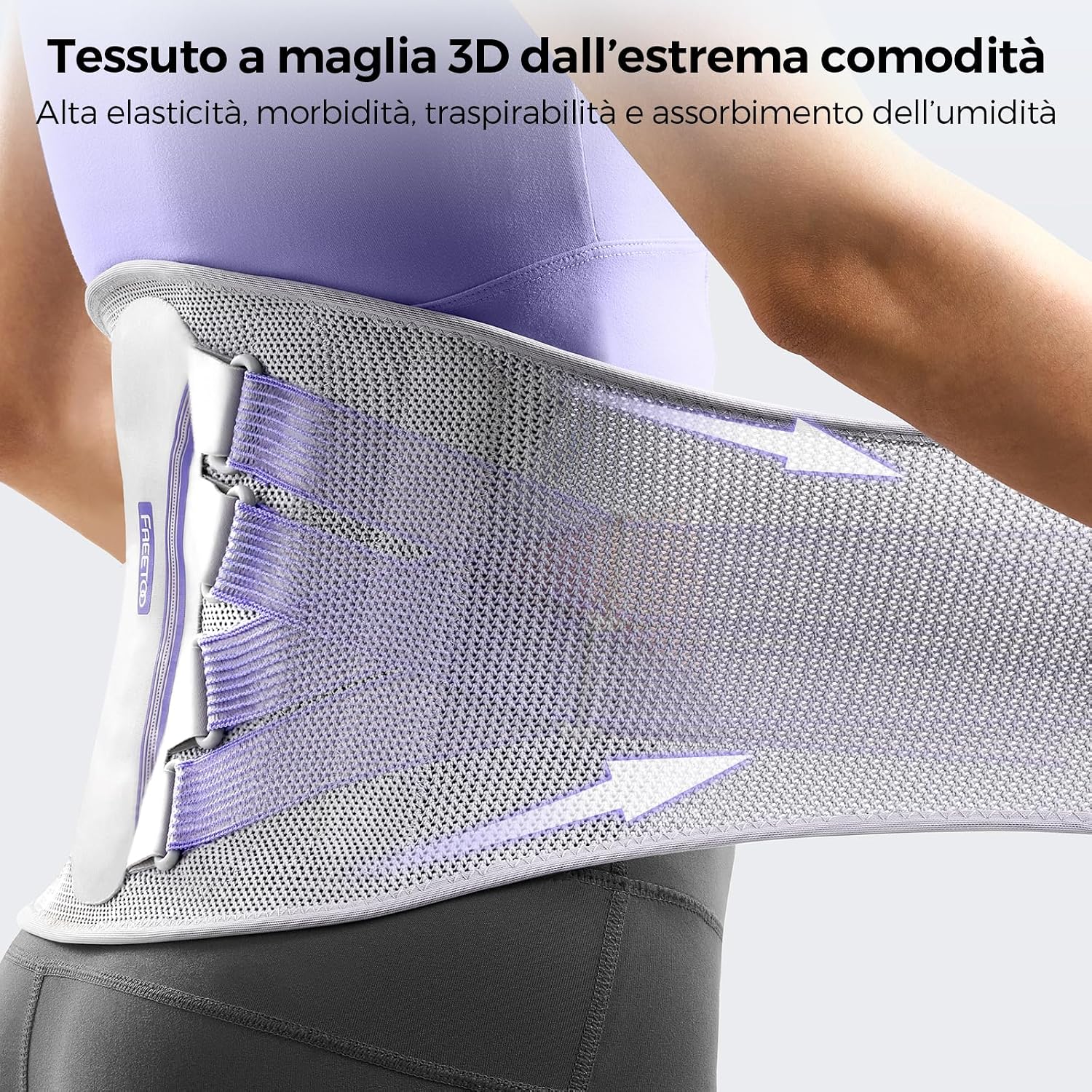Detalle de FREETOO Fascia Lombare Posturale: busto lombare 3D con stecche per donna, traspirante e regolabile
