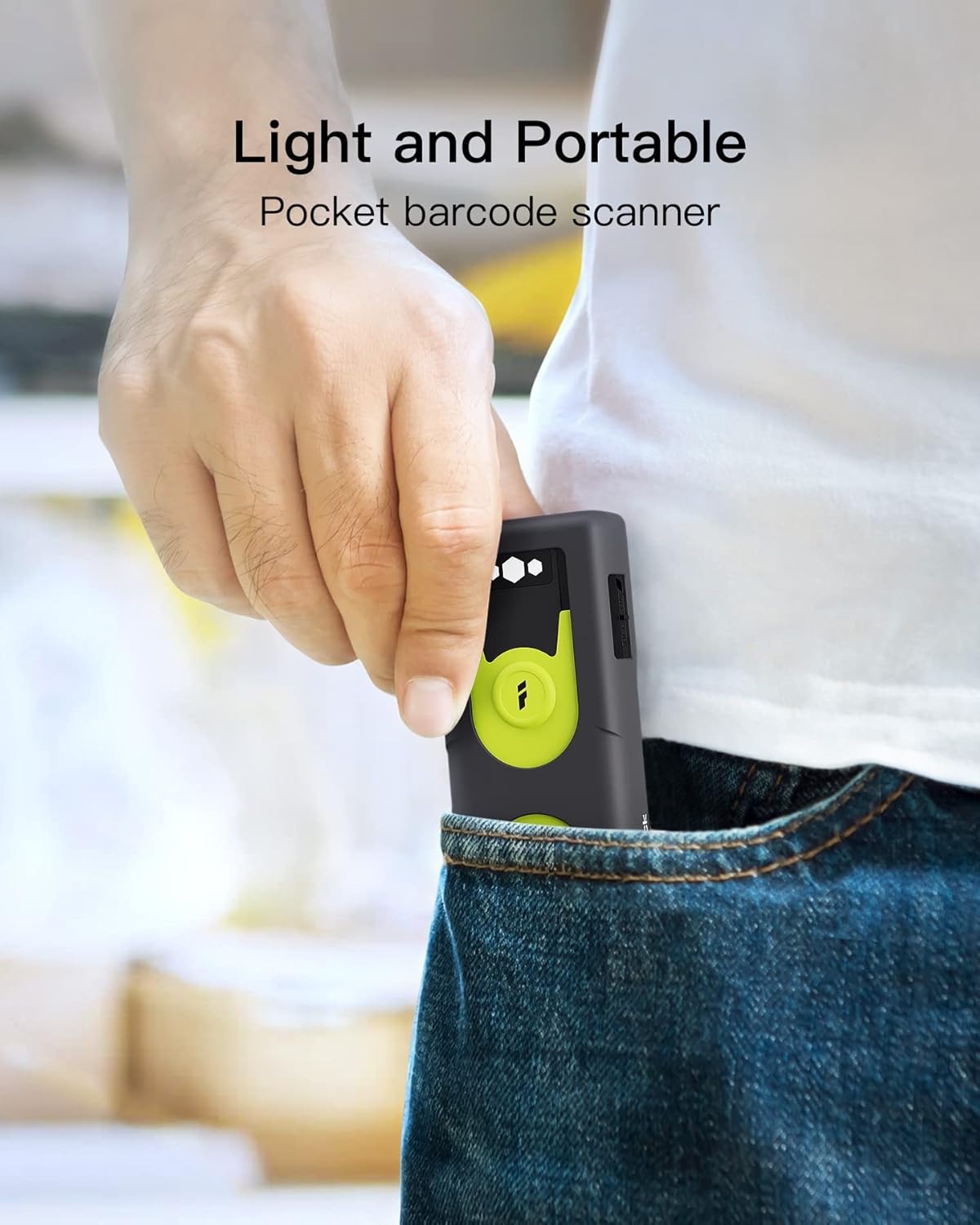Detalle 2 de Inateck BCST-42: Bluetooth 2D-Datenscanner mit 2,4 GHz USB-Adapter – zuverlässig von Bildschirmen lesen