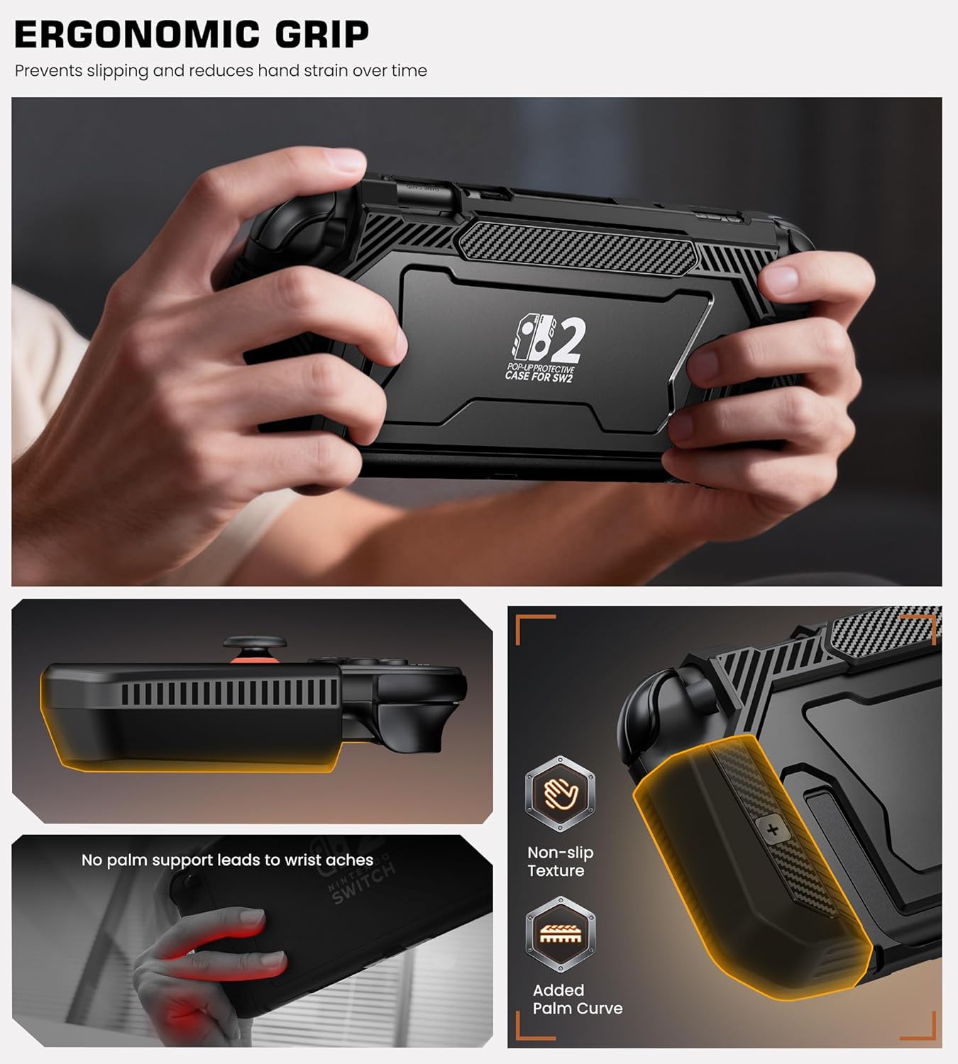 Detalle de Dockable Case for Nintendo Switch 2 — Ergonomic Grip with Pop-up Joy-Con Release
