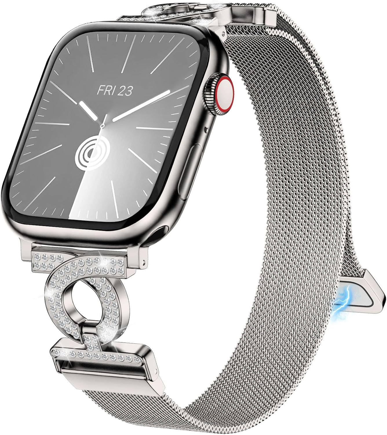 Detalle de Wutwuk Stainless Steel Rhinestone Apple Watch Strap with Adjustable Magnetic Clasp (38–42mm)