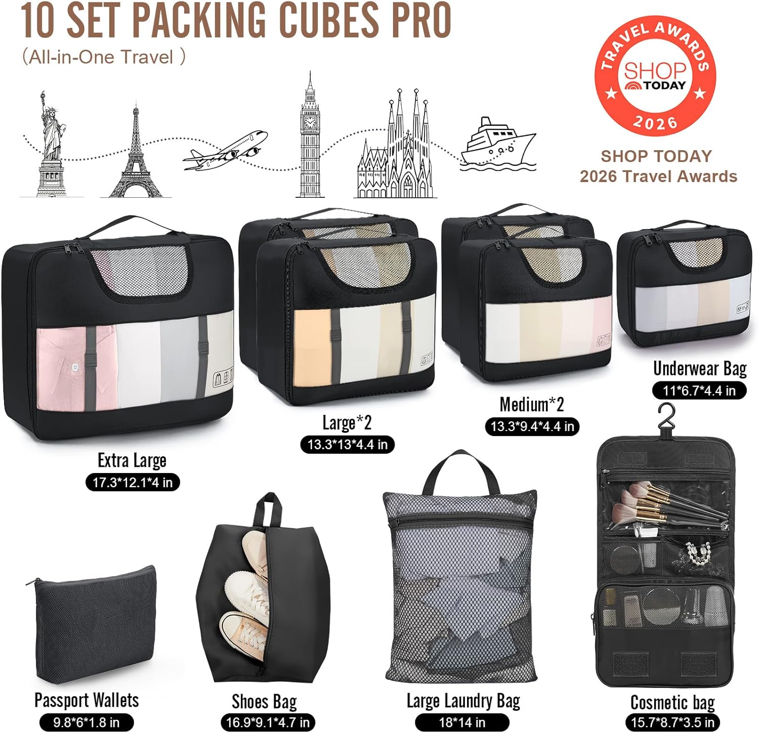 Thumbnail 1 de Veken 10 Set Packing Cubes for Travel Essential