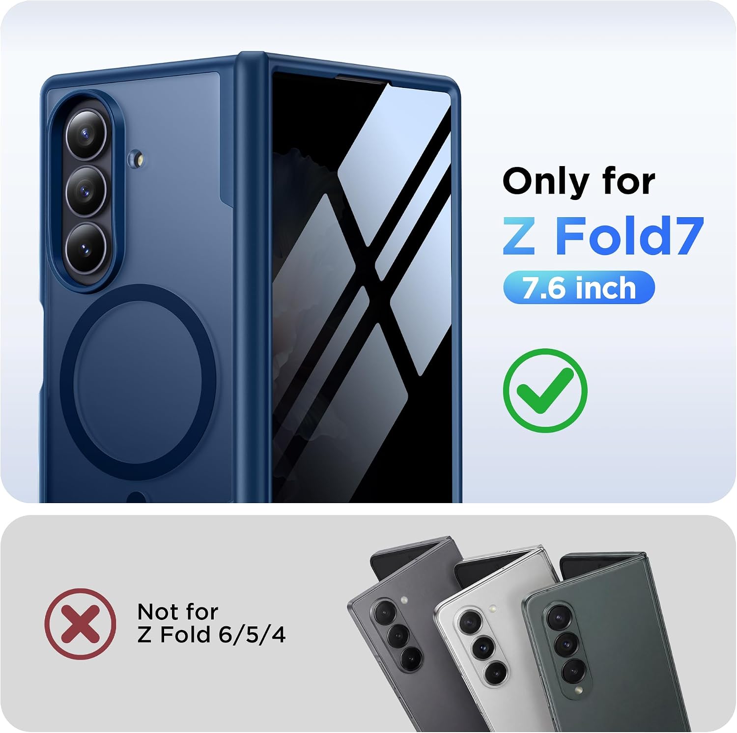 Detalle 2 de MOBOSI Z Fold 7用マグネットケース ブルー、画面・ヒンジ保護付き
