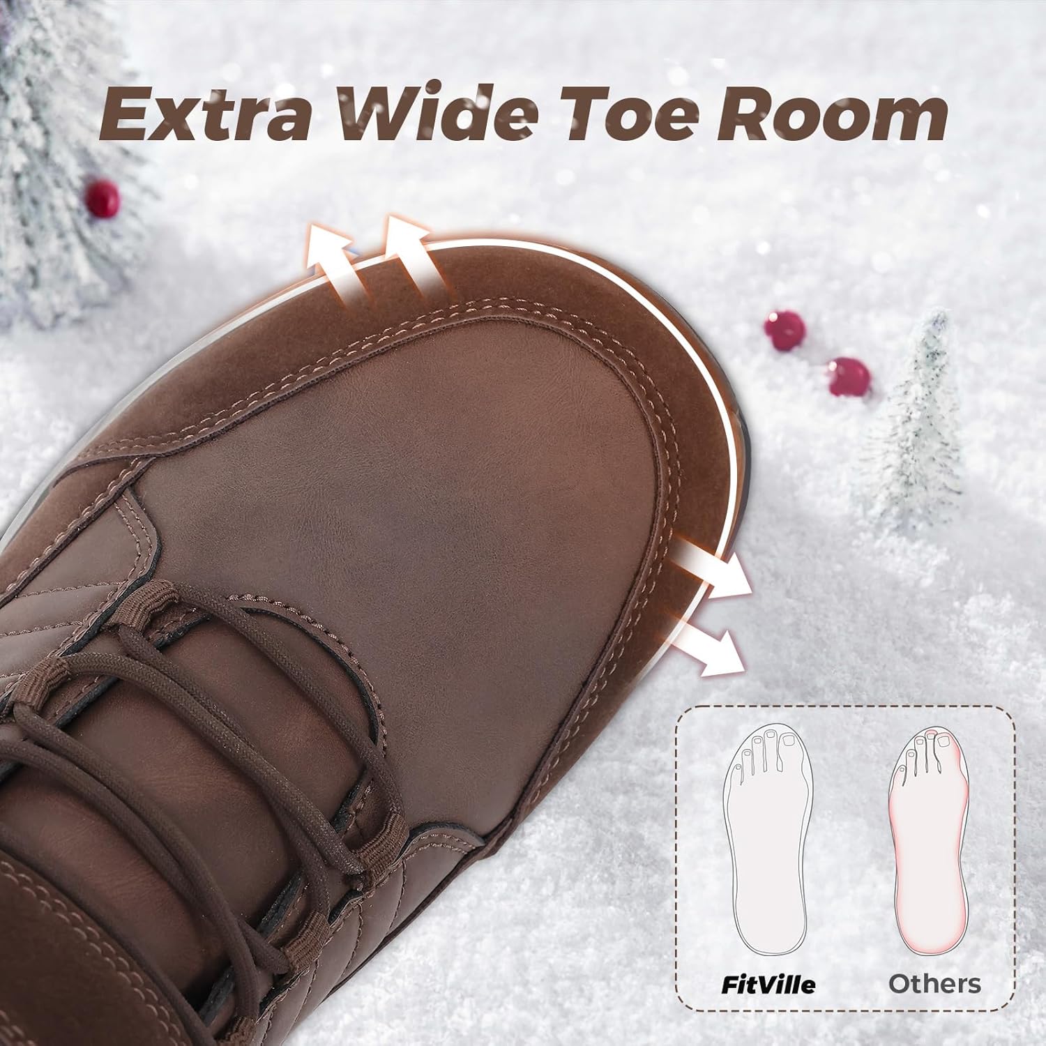 Detalle de FitVille Winterstiefel Herren Extra Weit – Klettverschluss, rutschfeste Sohle, warm gefüttert