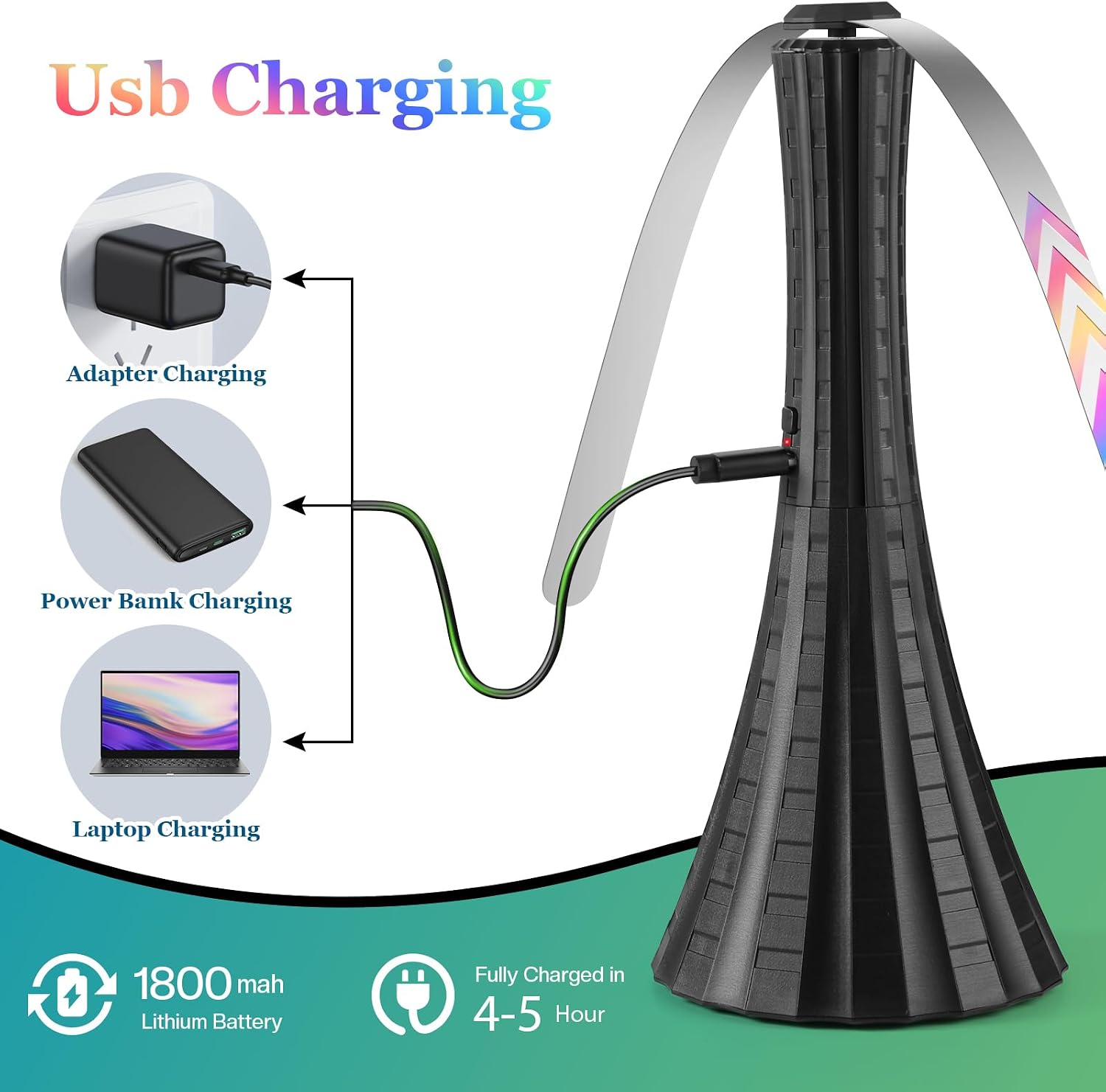 Thumbnail 3 de Adawook Fly Fans for Tables Rechargeable: USB-C Mosquito Repellent Table Fans (4-Pack, Black)