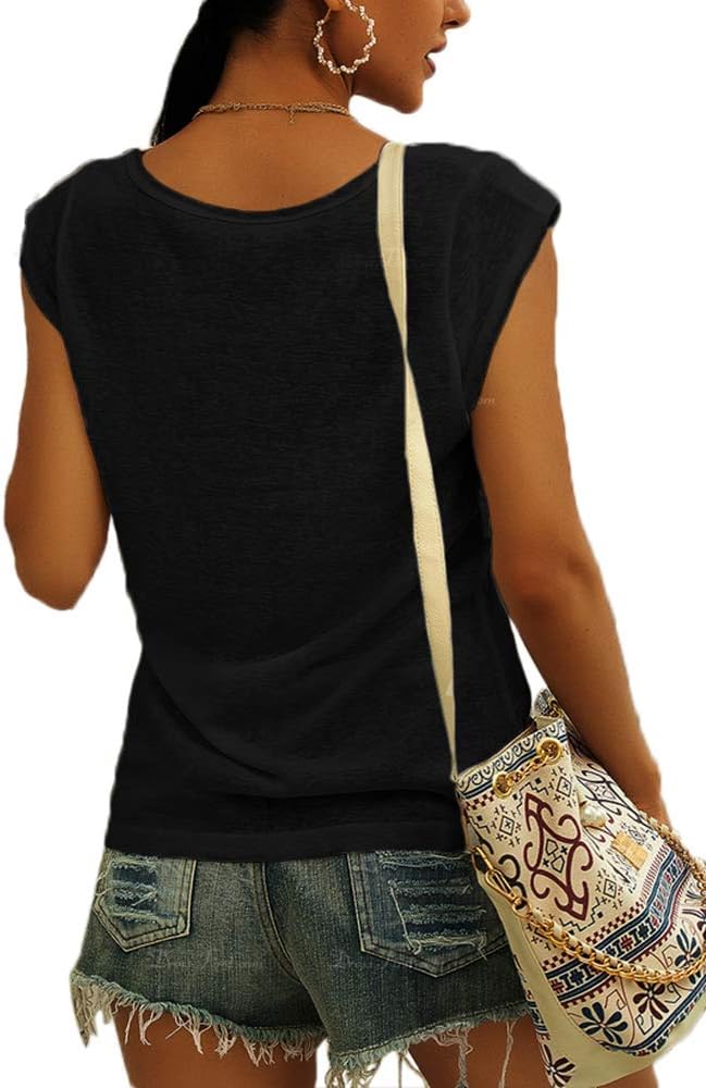 Detalle 2 de GeGekoko Damen T-Shirt Kurzarm V-Ausschnitt Flügelärmel – Sommer-Liebe in lockerer Passform