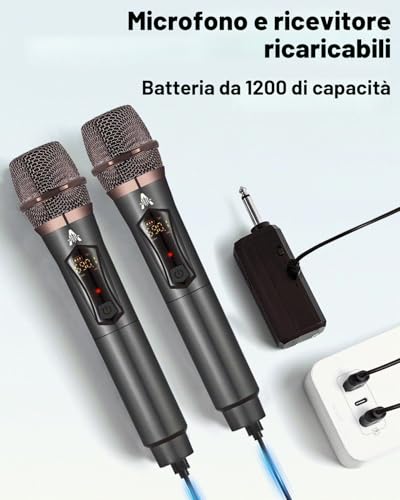 Thumbnail 7 de ALPOWL WXM Microfono Wireless: sistema UHF con ricevitore ricaricabile, 192 kHz/24 bit per karaoke e speaking events