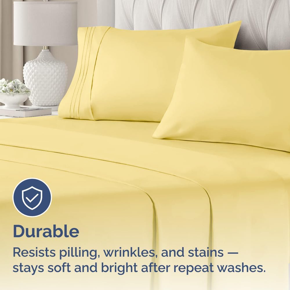 Detalle de Standard Pillow Cases Set of 4 – Ultra Soft Hotel Quality Pillowcase Covers in Yellow