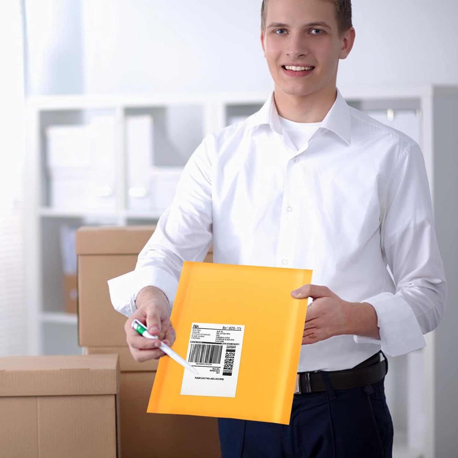 Detalle 2 de Packbabol Kraft Bubble Mailers 8.5x11 Inch – 50 Pcs, Yellow Self-Sealing Padded Envelopes