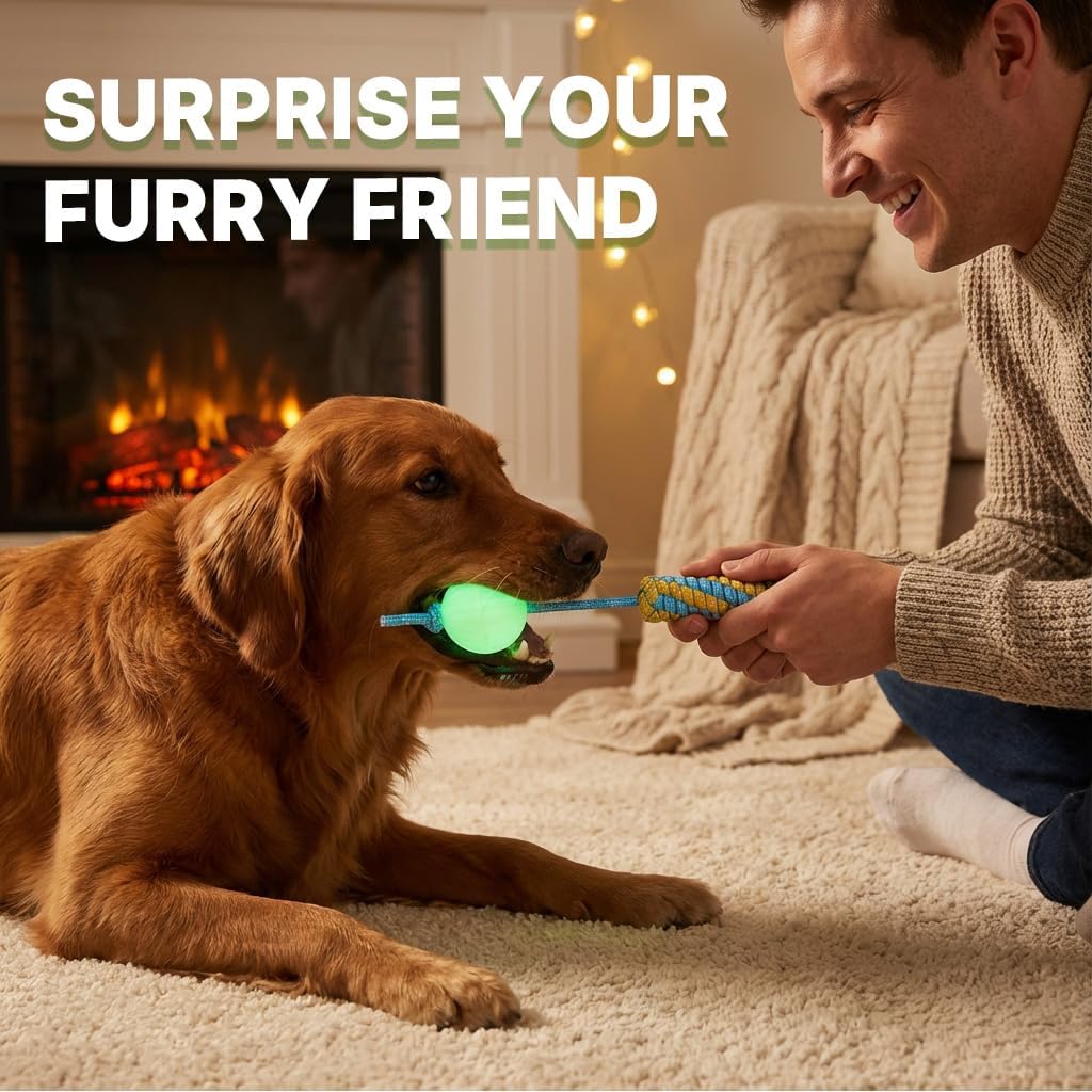 Detalle de Dog Tug Toy with Glow-in-the-Dark Ball