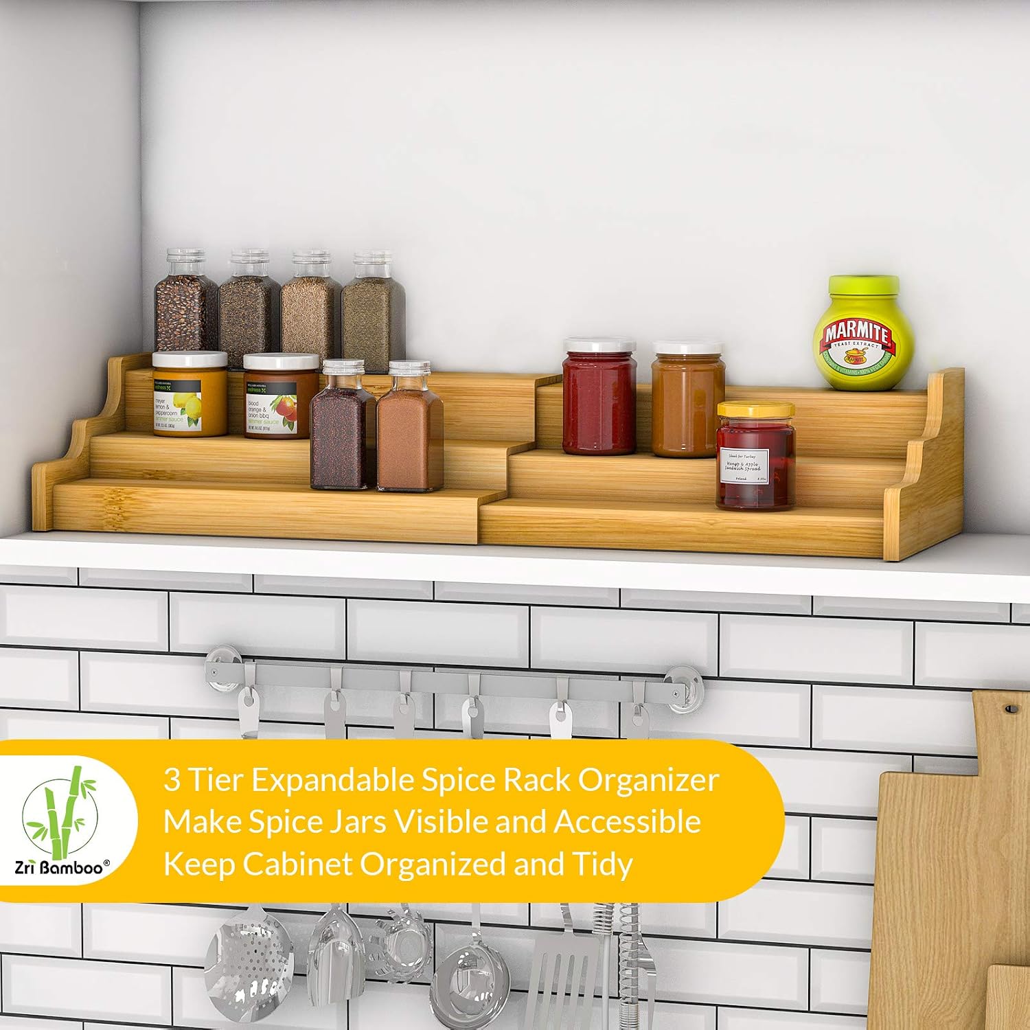 Thumbnail 2 de Spice Rack 3-Tier Expandable 12.7–22.2 in 🧂