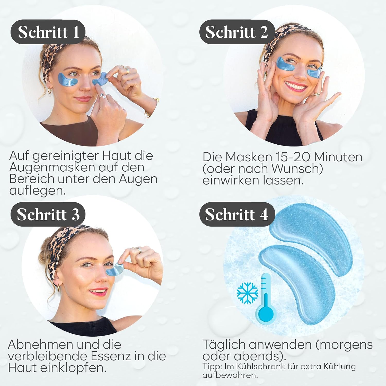 Detalle de BLOOMORA Hyaluronsäure Augenpads (30 Paare) – Augenpads mit Hyaluron, Niacinamid und mehr