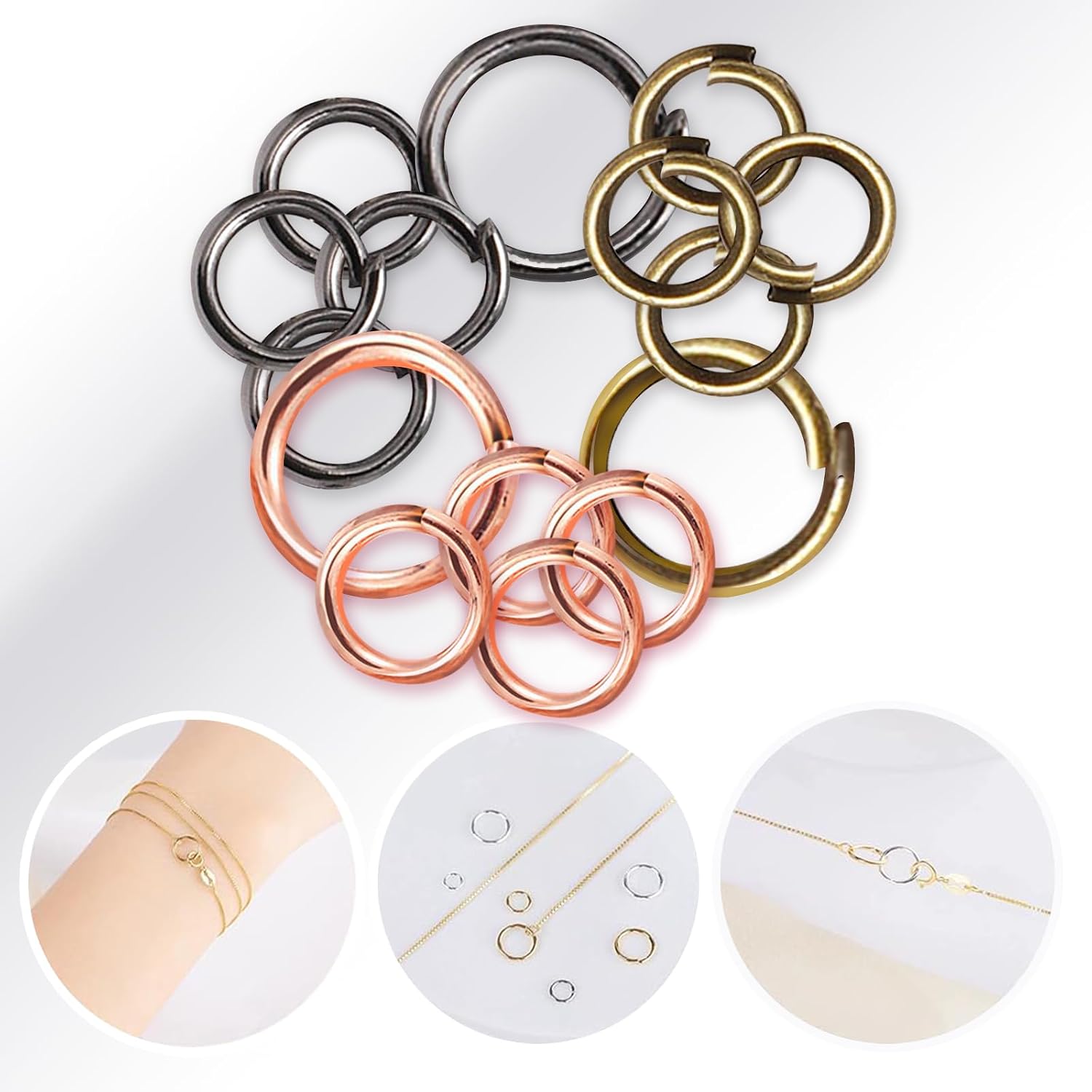 Detalle de 6mm Open Jump Rings in Rose Gold for Jewellery Making – 240 Rings per Pack