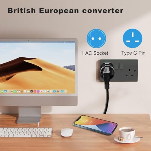 Thumbnail 5 de Towkom Adaptador Enchufe UK a español 2P a 3P con Tierra, Negro
