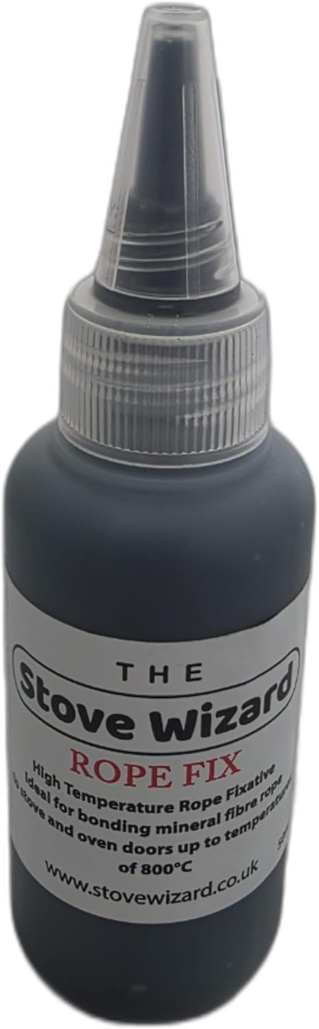 Detalle de The Stove Wizard Black Stove Rope Kit (12mm x 2.5m) with 50ml Super Seal Adhesive and Flue/Glass Door Seals