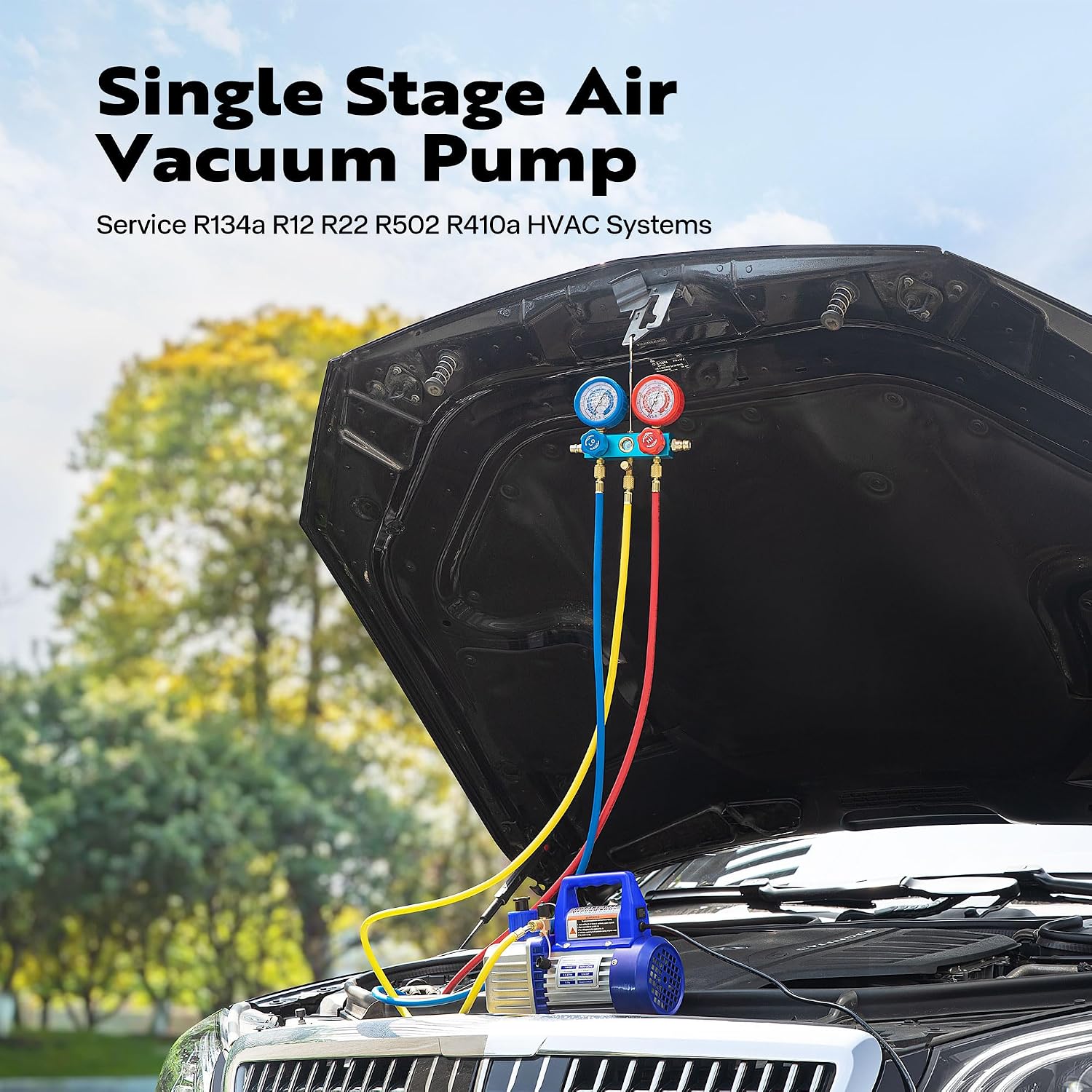 Thumbnail 6 de VIVOHOME 1/4 HP 3.5 CFM Single-Stage AC Vacuum Pump Kit with Gauge Set