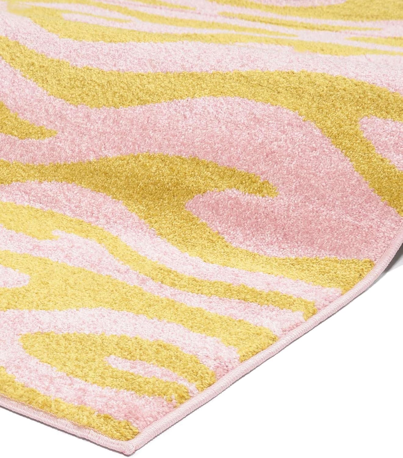 Detalle 1 de RugVista Woodcut Indoor & Outdoor Rug, 160 x 230 cm, Yellow/Pink
