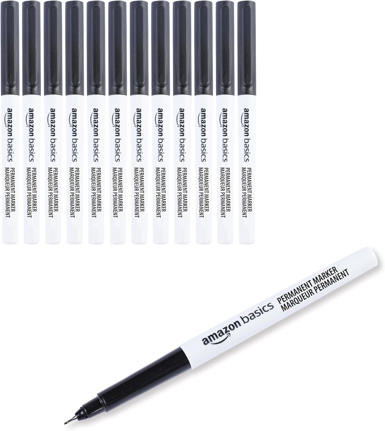 Detalle de Amazon Basics Ultra Fine Point Permanent Markers – Noir, lot de 12