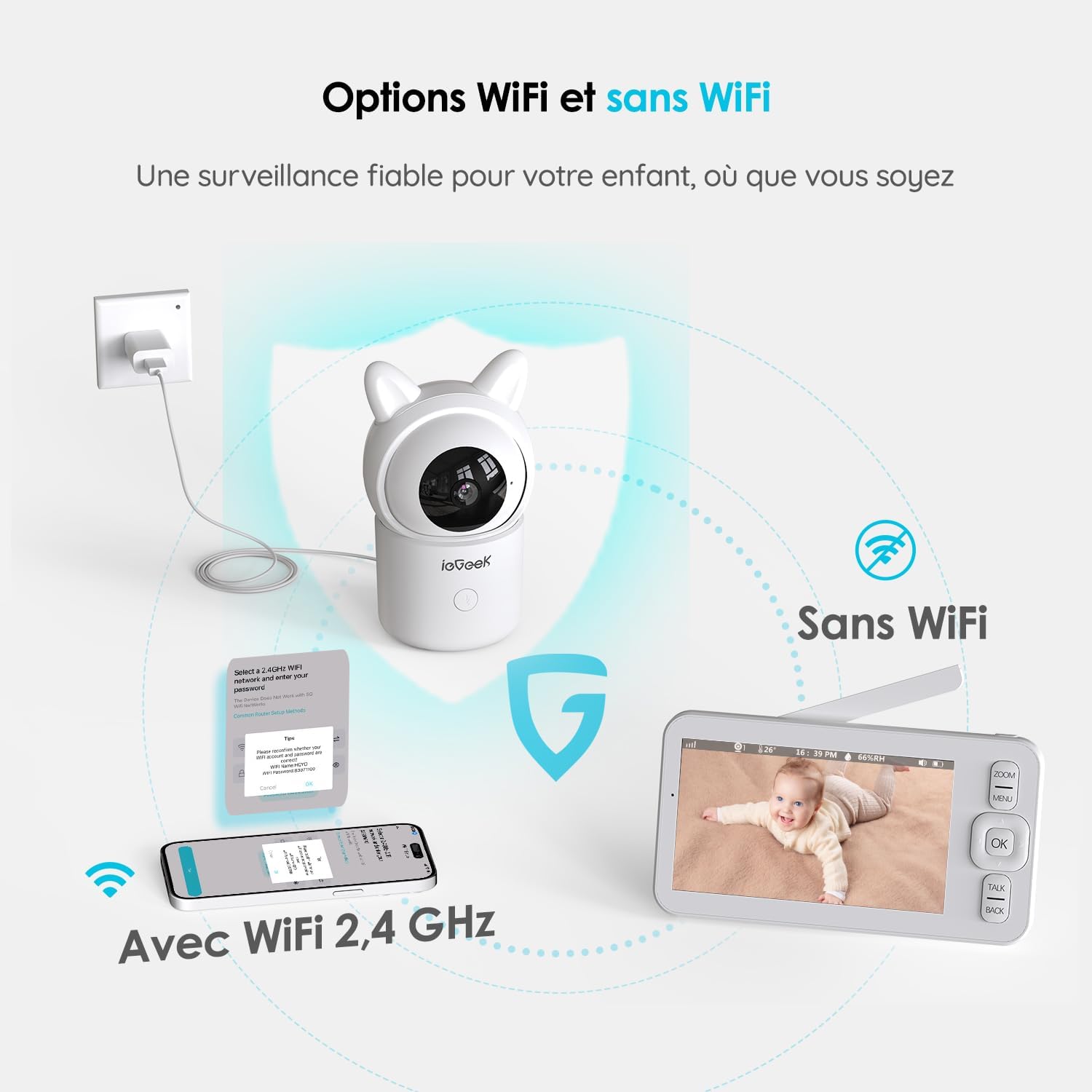 Thumbnail 4 de ieGeek Baby Monitor 1080P with 2 Cameras 👶