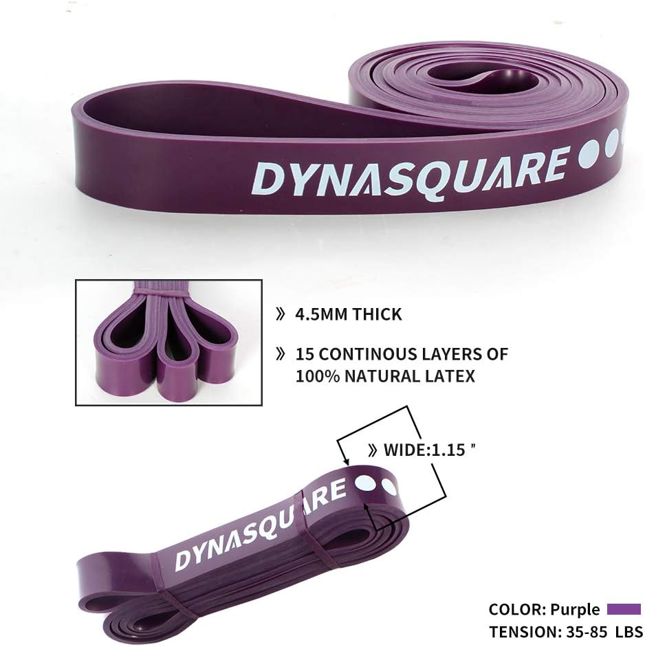 Detalle de DYNASQUARE PURPLE Resistance Band, 35–85 lb Natural Rubber Pull-Up Band