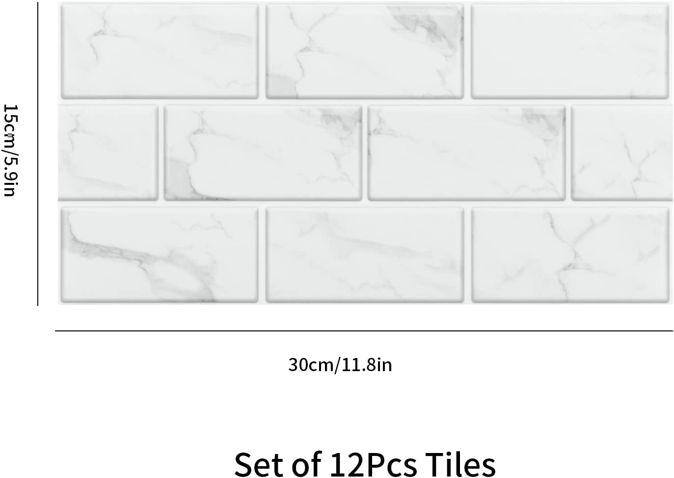 Detalle de Fantasnight White Tile Stickers: Peel-and-Stick Vinyl Tiles for Quick Bathroom and Kitchen Makeovers