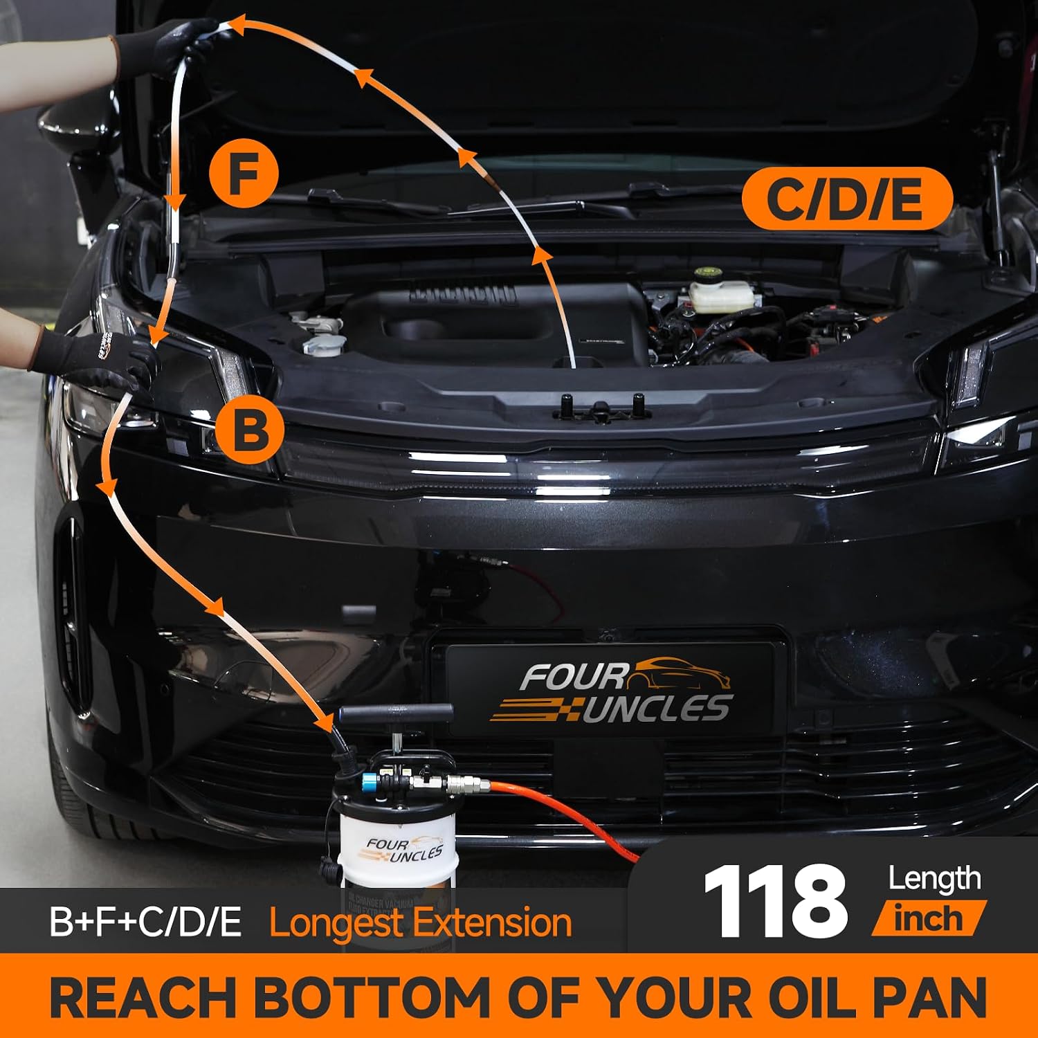 Thumbnail 3 de FOUR UNCLES Oil Extractor: Vacuum Fluid Extractor with Pump Tank, Tubes, and Brake Bleed Hose