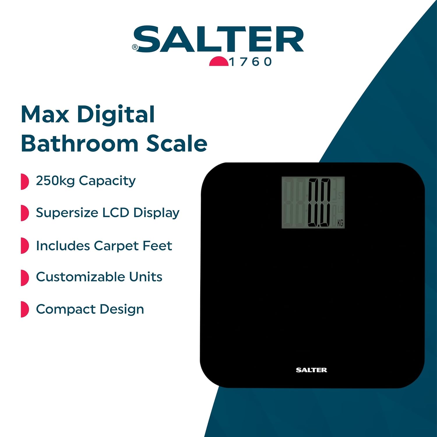 Detalle 2 de Salter 9049 BK3R Max digital bathroom scale 250kg 📏