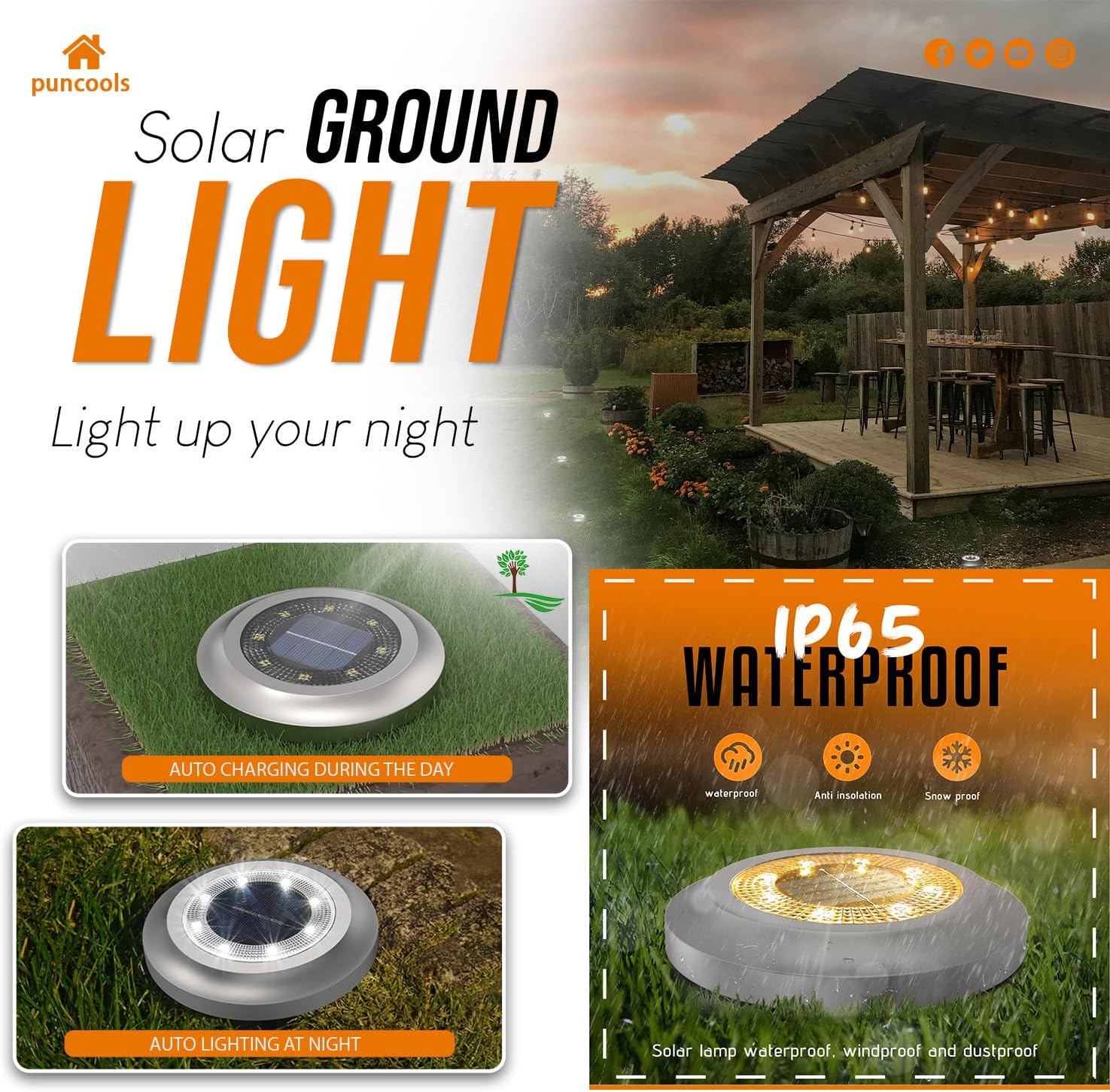 Detalle de Solar ground lights 12 pack, 600 mAh