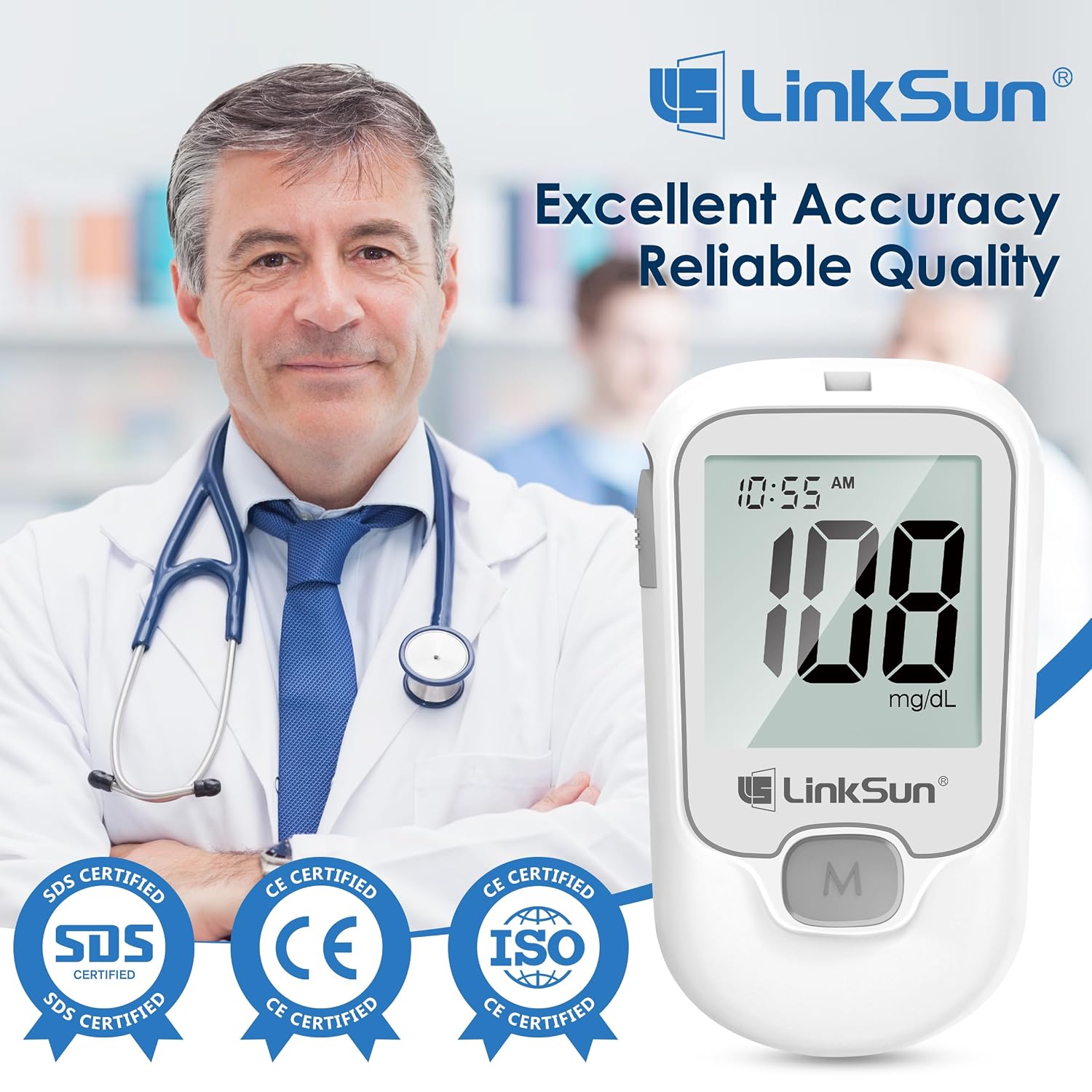 Detalle 2 de LinkSun G-425-1 Blood Glucose Monitor Kit with Large Display and 100 Strips