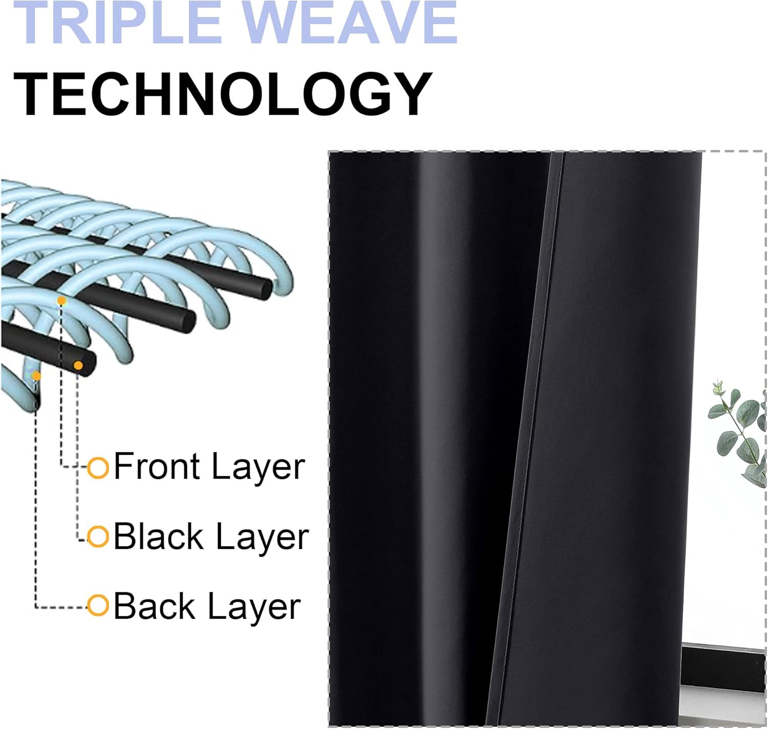 Thumbnail 4 de Simplebrand Ava Blackout Extra Long 2-Panels Curtains for Patio, 50x120, Black