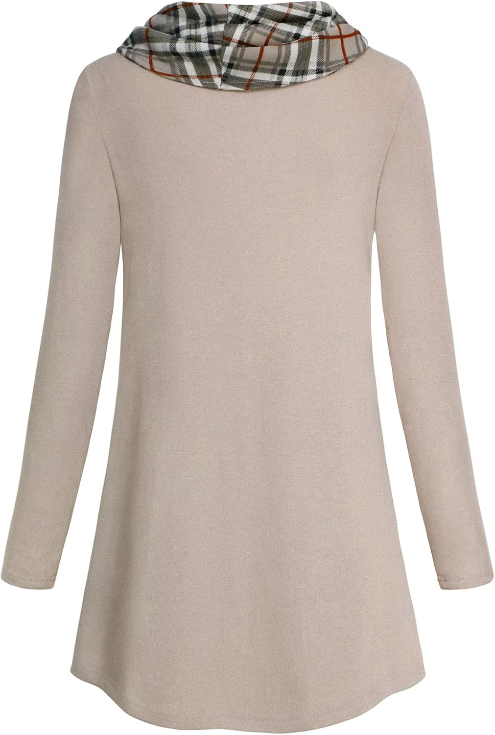 Detalle 2 de GUUKA Women's Cowl Neck Tunic Sweatshirt with Button Detail and Plaid Design